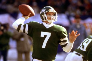 Ken O'Brien in a Jets playoff loss to the Browns