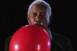 Morgan Freeman huffs helium