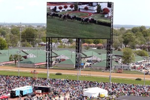 The massive video screen that's new to Churchill Downs.