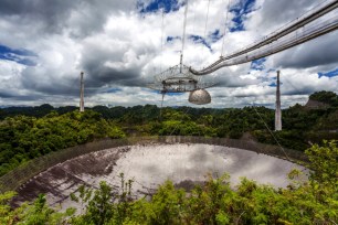 The world's largest single-dish radio telescope, the Arecibo Observatory.