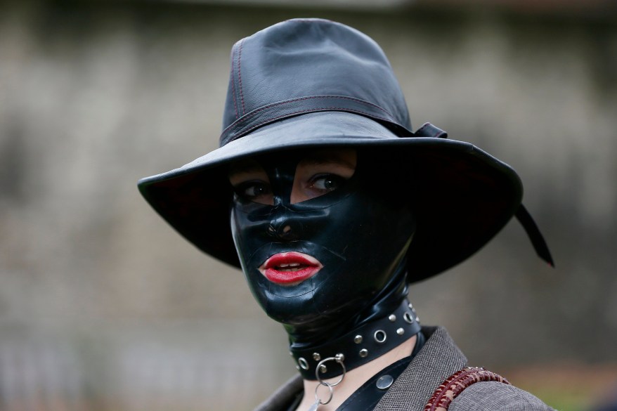 A protester takes part in a demonstration against new laws on pornography outside parliament in central London December 12, 2014. REUTERS/Stefan Wermuth (BRITAIN - Tags: ENTERTAINMENT POLITICS SOCIETY TPX IMAGES OF THE DAY)