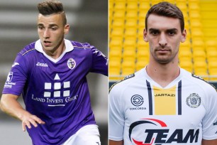 Belgian soccer players Tim Nicot (left), 23, and Gregory Mertens (right), 24, each have died in the past weeks of cardiac arrests suffered while playing.