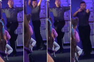 dancing flight attendant