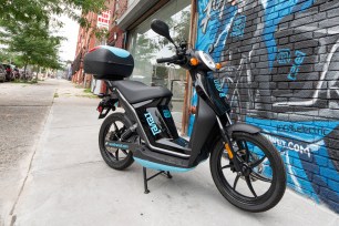 A Revel Transit moped