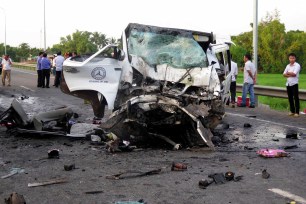 Van damaged in Vietnam