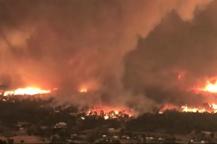 An aerial view of the 'fire tornado' in California.