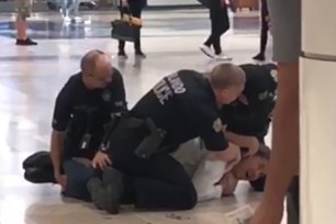 Jeffrey Epstein being arrested and pepper-sprayed on the ground at Orlando International Airport