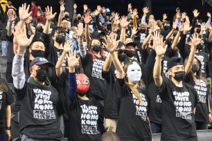 hong kong protesters nets raptors