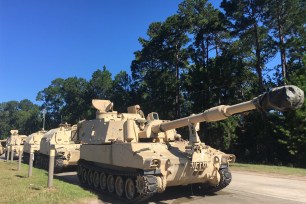 A military tank at the Fort Stewart-Hunter Army Airfield