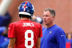 Pat Shurmur, talking with Daniel Jones earlier in the week, will be the Vikings, his former team, on Sunday.