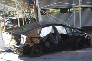 2 vehicles crashed into a store front at 138th Street and Broadway.