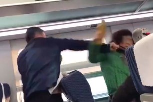 'Shady' jerk punches older woman over a train window