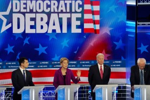 Candidates at the Democratic Debate on November 19 in Atlanta.