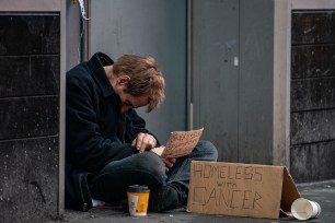 A homeless man in New York City