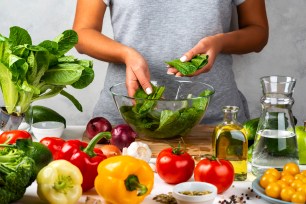 woman making a salad