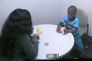 Zymere Perkins plays with Play-Doh