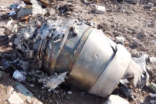 General view of the debris of the Ukraine International Airlines, flight PS752, Boeing 737-800 plane that crashed after take-off from Iran's Imam Khomeini airport.