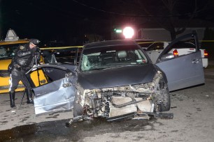 The scene of the crash near the intersection of Nashville Blvd. and Lucas St. in St. Albans.