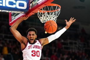 L.J. Figueroa slams one home during St. John's 80-69 win over Providence on Wednesday.