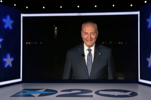 Senate Minority Leader Chuck Schumer of N.Y., speaks during the second night of the Democratic National Convention