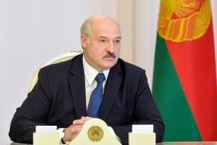 Belarusian President Alexander Lukashenko chairs a Security Council meeting in Minsk, Belarus