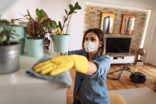 Woman cleaning the house.