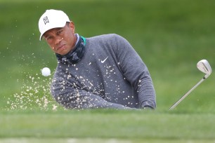 Tiger Woods playing a practice round today for the PGA Championship