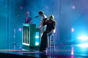 Charlie Puth and Gabby Barrett perform onstage at Nashville’s Music City Center for “The 54th Annual CMA Awards” broadcast