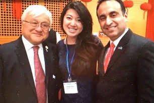 Christine Fang with Mike Honda (left) and Assemblyman Ash Kalra