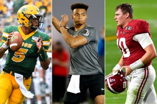 The 49ers will be choosing between Trey Lance, Justin Fields and Mac Jones.