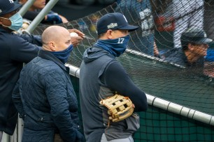 Brian Cashman (l) and Aaron Boone