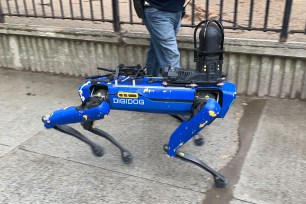 NYPD robot at barricade situation at 344 east 28 street in Manhattan. April 12, 2021