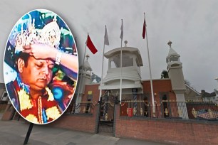 Rajinder Kalia overlaid with Baba Balak Nath temple in Bell Green, Coventry