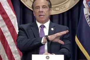 Gov. Cuomo speaks at his New York City office on Monday April 19, 2021