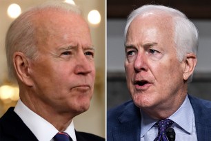 President Joe Biden, left, and Senator John Cornyn.