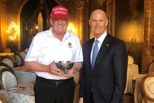 The National Republican​ Senatorial Committee and Rick Scott presented its first Champion for Freedom Award to former President Donald Trump.