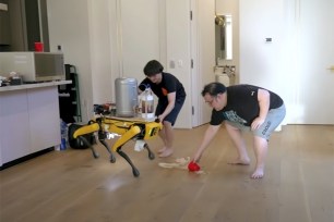 YouTuber Michael Reeves modified a Boston Dynamics’ robot dog Spot to pee beer on command.