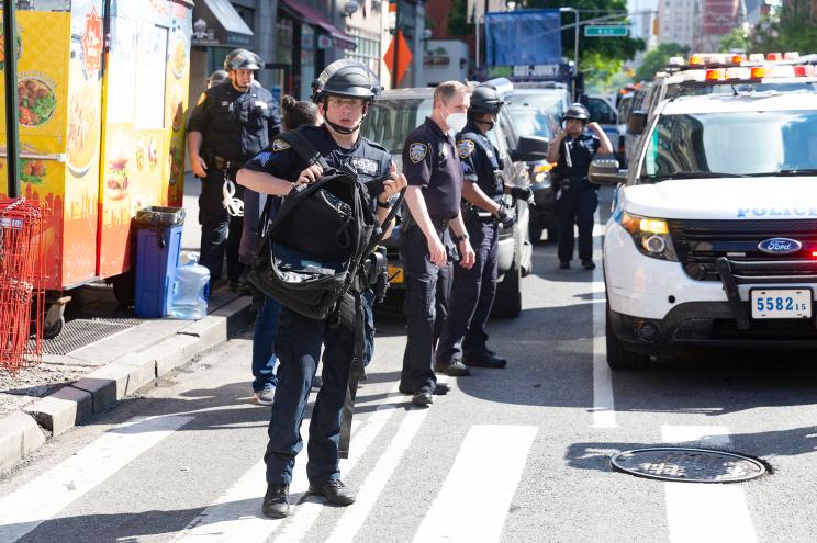 NYPD SRG Strategic Response Group deploys an LRAD sound cannon against peaceful protesters