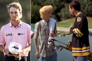 Will Zalatoris and a scene from Happy GIlmore