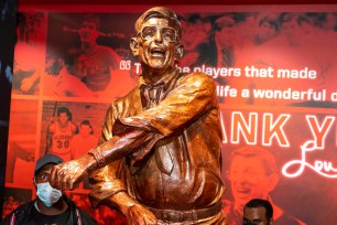 The Lou Carnesecca statue was unveiled on Saturday.