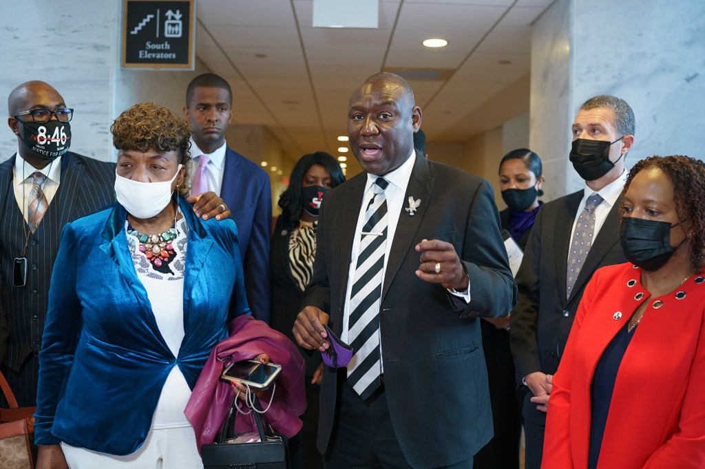 Civil rights attorney Ben Crump is joined by family members of victims of racial injustice.