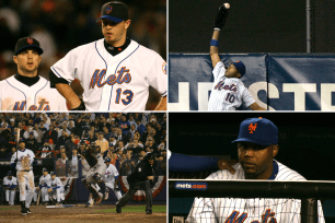 Scenes from the New York Mets' NLCS loss to the St. Louis Cardinals in 2006, including Endy Chavez's iconic catch and Carlos Beltran striking out to end the series.