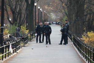 The scene of a double shooting, one of them is a male shot in the head. The incident occurred about 3:15 pm, inside a park at east Fordham rd, near University ave. in the Bronx, New York. Sunday December 5, 2021.