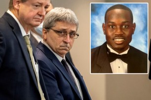 William "Roddie" Bryan stands next to his attorney Kevin Gough after the jury handed down their verdict in the trial over Ahmaud Arbery's killing, in the Glynn County Courthouse, in Brunswick, Georgia, U.S., November 24, 2021. Stephen B. Morton/Pool via REUTERS