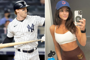 Clint Frazier's fiancee Kaylee models Cubs cap after his signing