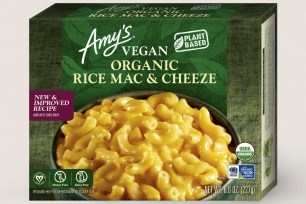 A box of Amy's Kitchen macaroni and cheese