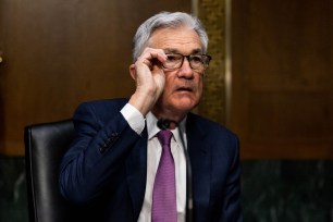 Jerome H. Powell, Chair of the Board of Governors of the Federal Reserve, arrives on Capitol Hill for a confirmation hearing before the Senate Banking, Housing and Urban Affairs Committee on January 11, 2022 in Washington, DC.