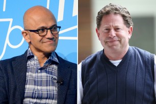 Microsoft CEO Satya Nadella and Activision-Blizzard CEO Bobby Kotick.