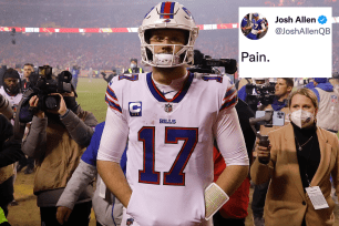 josh allen reacts to bengals' coin-toss loss