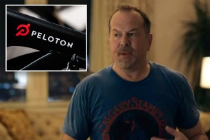 'Billions' scene; Peloton logo.